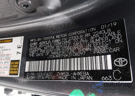 2019 Toyota Prius Prime Plus z USA, uszkodzony, nr VIN JTDKARFP6K3108297